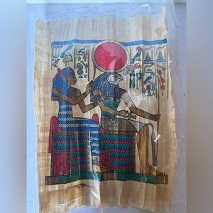 New ancient Egyptian hand-painted papyrus cloth. Ramses Il tomb scene